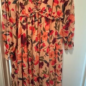Floral Maxi Dress in Pink and Orange